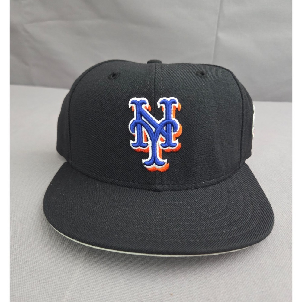 Vintage New York Mets Hat Mens 6 7/8 Black Wool Y2K World Series MLB Cap Fitted